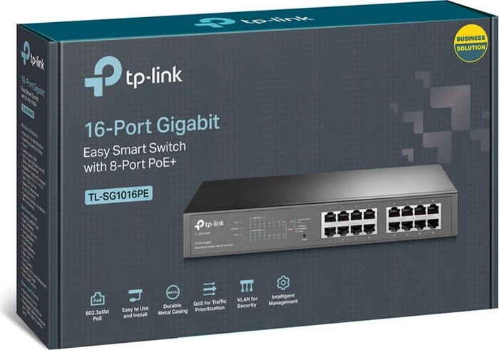 TP-Link TL-SG1016PE Desktop Gigabit Smart Switch, 16x RJ-45, 150W PoE+