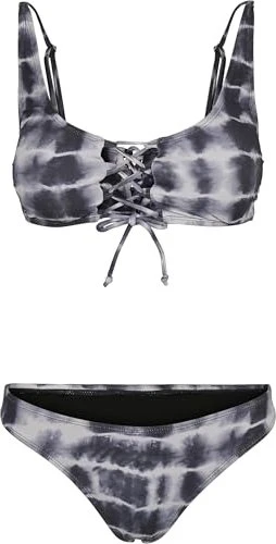Urban Classics Lace Up Tie Dye Bikini-Set schwarz/weiß (Damen)