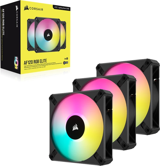 Corsair AF Series iCUE AF120 RGB Elite Triple Fan Kit, schwarz, LED-Steuerung, 120mm, 3er-Pack