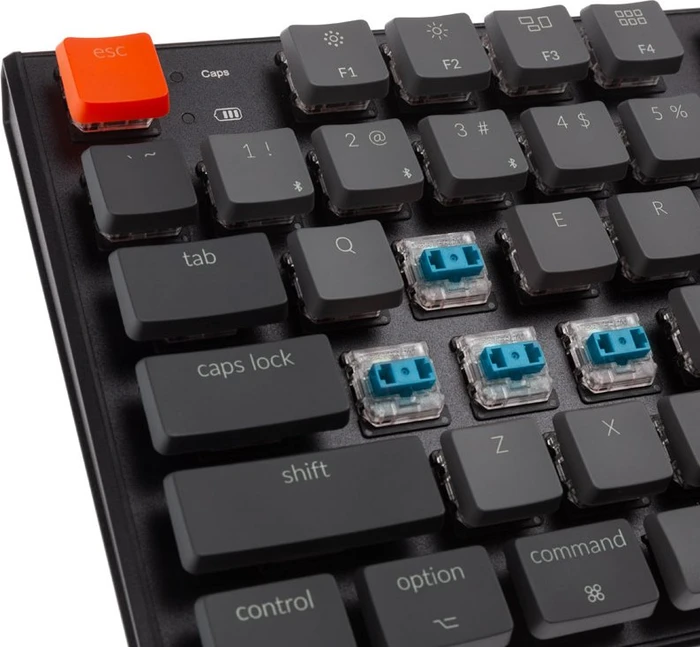Keychron K1 V4, 80% TKL, LEDs weiß, schwarz, Gateron LOW PROFILE BLUE, USB/Bluetooth, US