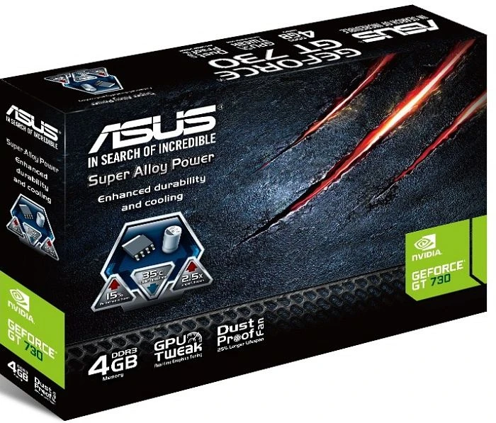 ASUS GeForce GT 730, GT730-4GD3, 4GB DDR3, VGA, DVI, HDMI