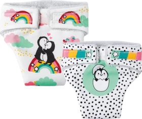 Heless Puppen-Stoffwindeln Pinguin Pünktchen, 2 Stück, 35-45cm