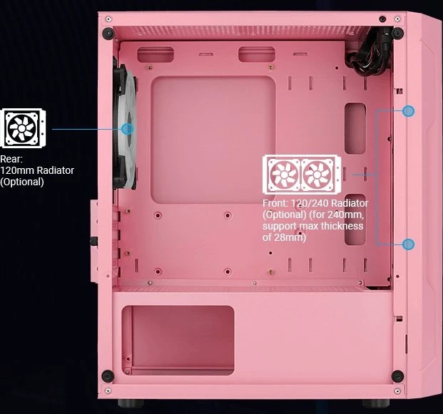 AeroCool Trinity Mini Pink, rosa, Glasfenster