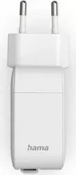 Hama Schnellladegerät GaN mit ausziehbarem Kabel 2x USB-C PD 65W weiß