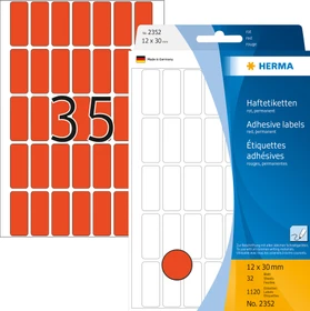 Herma Vielzwecketiketten, 12x30mm, rot, 32 Blatt (1120 Etiketten)