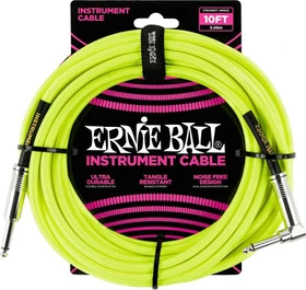 Ernie Ball 10' Braided Straight/Angle Instrument Cable Neon Yellow