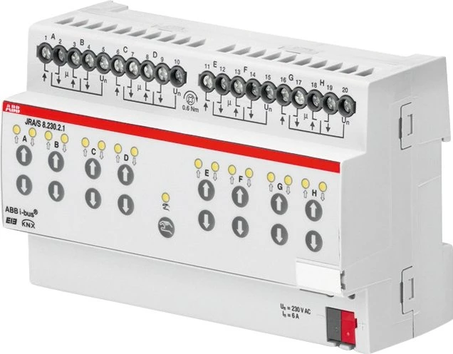 ABB JRA/S8.230.2.1 Jalousie-/Rollladenaktor 8-fach, 230V, 6A, 8TE REG, Schaltaktor