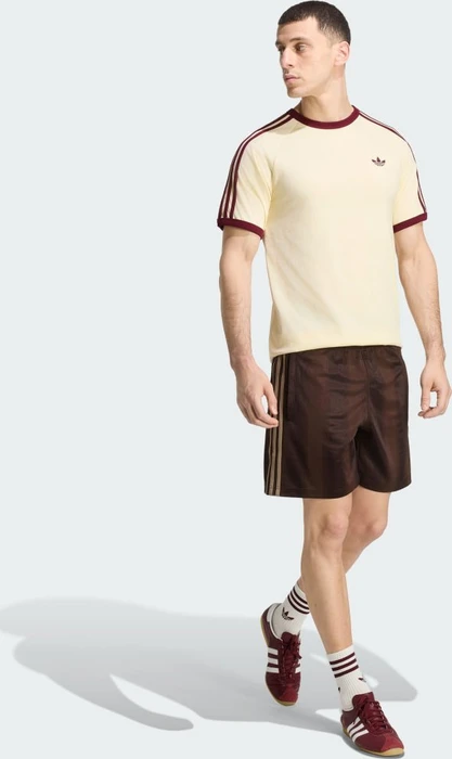 adidas 3-Streifen T-Shirt kurzarm warm vanilla/maroon (Herren)