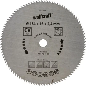 Wolfcraft Serie Blau Kreissägeblatt 100Z, 184x2.4x16mm, 1 Stück