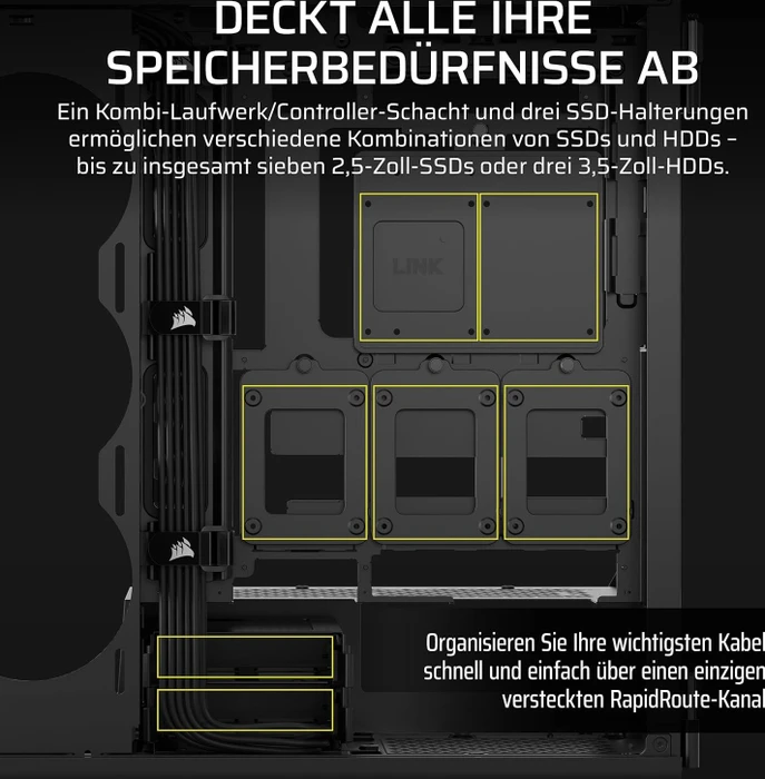 Corsair iCue 5000T TG, schwarz, Glasfenster