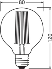 Osram Ledvance Filament LED Vintage 1906 Globe 80 11W/818 E27 DIM