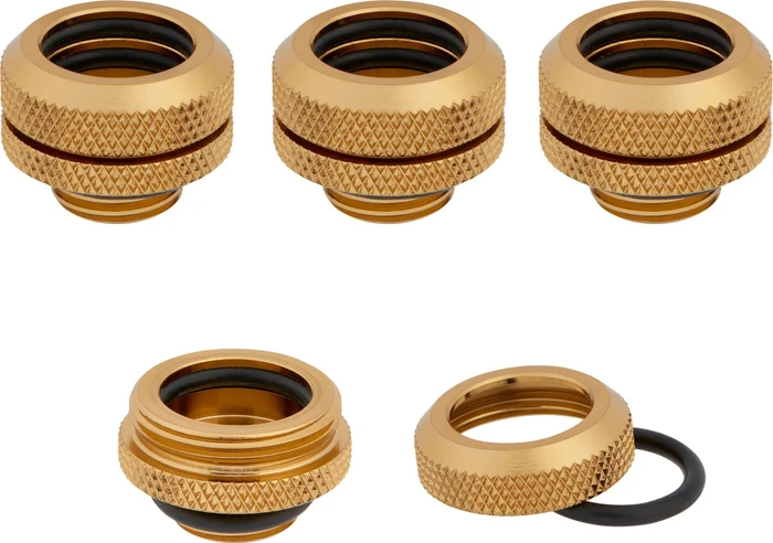 Corsair Hydro X Series XF Hardline, OD Fitting G1/4" auf 14mm, gold, 4er-Pack