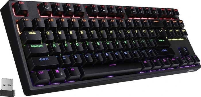 RK Royal Kludge RK87 Wireless TKL, LEDs RGB, schwarz, RK BROWN, USB, US