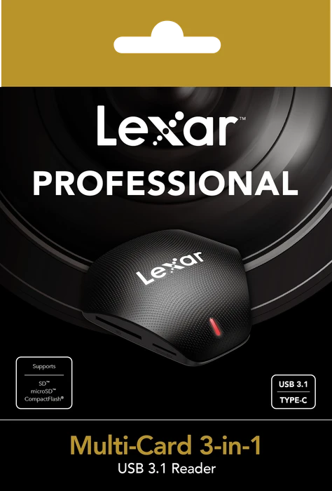 Lexar Professional 3-in-1 USB 3.1 Multi-Kartenleser, USB-C 3.0 [Buchse]