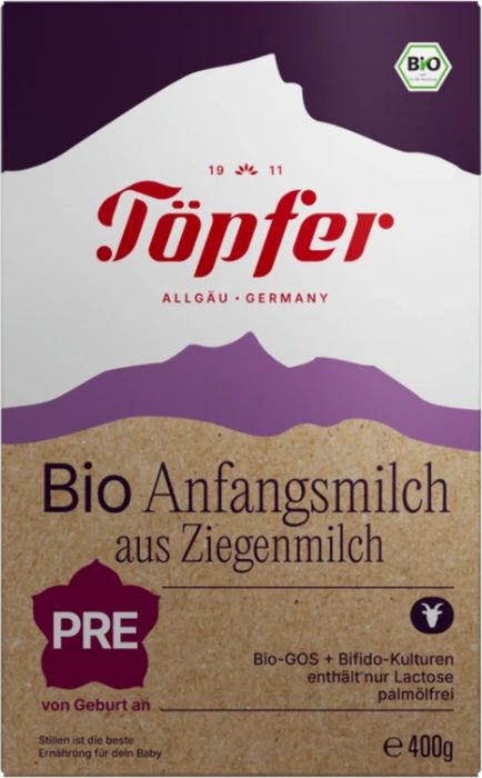 Töpfer Pre Bio Anfangsmilch 1 Pulver auf Ziegenmilchbasis, 400g