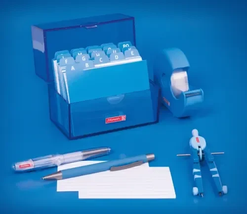 Brunnen Karteibox, A7, azurblau/transparent, inkl. 100 Karteikarten