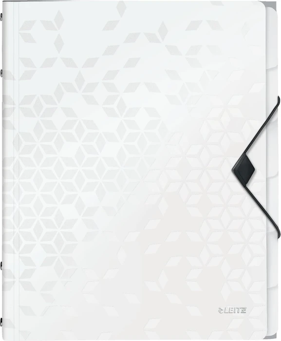 Leitz WOW Ordnungsmappe, 6 Fächer, A4, weiß metallic