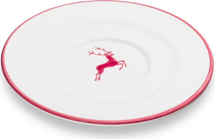 Gmundner Keramik Bordeauxroter Hirsch Unterteller Cappuccino Gourmet 14cm