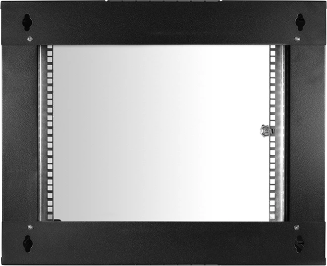 LogiLink 19" Wandschrank ECO 4HE, montiert, Sicherheitsglastür, schwarz, 400mm tief