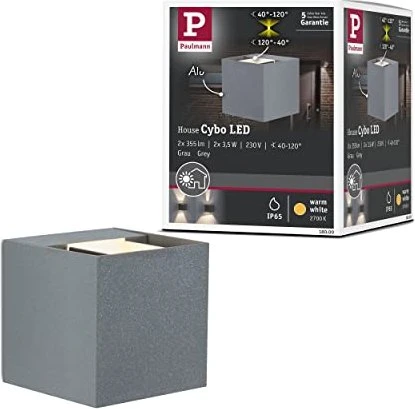 Paulmann LED Cybo eckig 80x80mm Wandleuchte 2-flammig grau