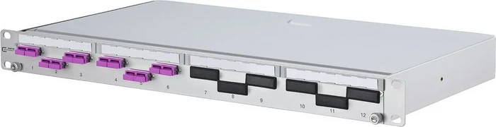 Metz Connect OpDAT PA splice LWL-Patchpanel SC-D Kupplungen, OM4 violett, 6-Port, 1HE, 1HE