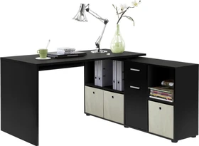 FMD Lexo Eckschreibtisch 136x139cm schwarz/schwarz