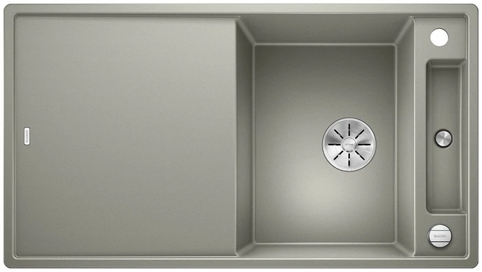 Blanco Axia III 5 S InFino Einbau Becken reversibel mit Ablauffernbedienung perlgrau inkl. Glasschneidbrett