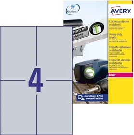 Avery-Zweckform Typenschildetiketten, A6, wetterfest, silber, matt, 20 Blatt (80 Etiketten)