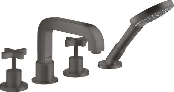 Hansgrohe Axor Citterio 4-Loch Wannenkombination mit Kreuzgriff brushed black chrome