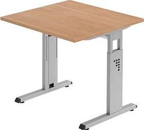Hammerbacher Ergonomic O-Serie OS08/N Schreibtisch 80x80cm Nussbaum/silber