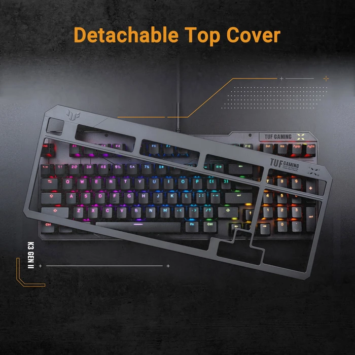 ASUS TUF Gaming K3 Gen II, LEDs RGB, TUF Optical-Mech RED Linear, USB, ES