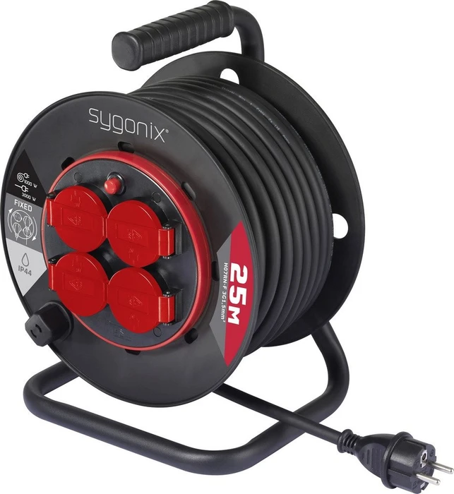 Sygonix Kabeltrommel, Schuko auf 4x Schuko, 25m, IP44, H07RN-F 3G1,5 ab € 42,29 (2026)