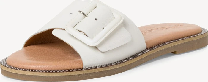 Tamaris Lederpantolette Blockabsatz weiß (Damen)