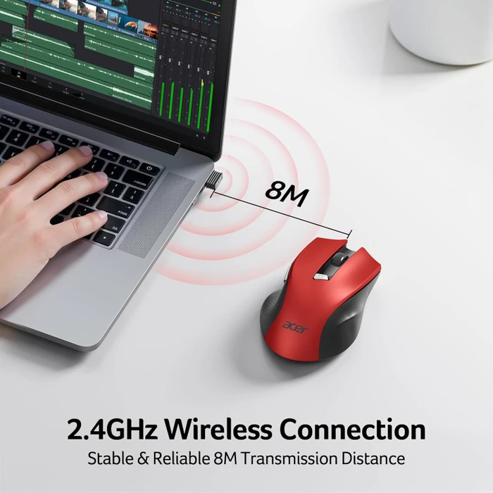 Acer OMR266 2.4GHz Wireless Mouse rot/schwarz, USB