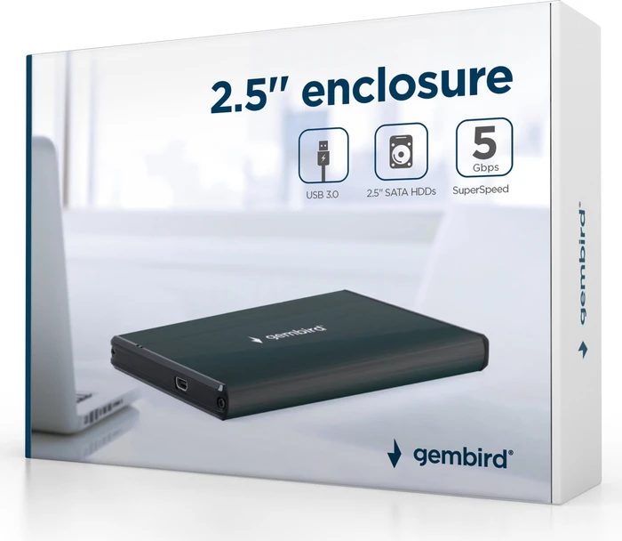 Gembird EE2-U3S-3, schwarz, 2.5", USB 3.0 Mini-B