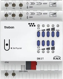 Theben DM 2 T KNX Universal-Dimmaktor 2-fach, 400W, 4TE REG (4940270)