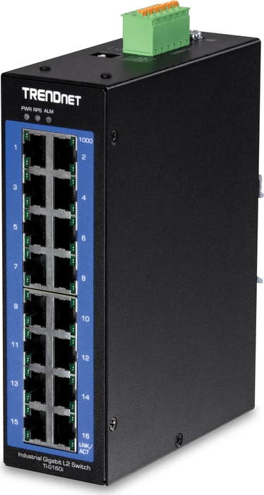 TRENDnet TI Hardened Industrial Railmount Gigabit Managed Switch, 16x RJ-45