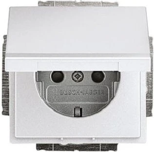 Busch-Jaeger Future Linear Steckdosen-Einsatz mit Klappdeckel, alusilber (20 EUKB-83)