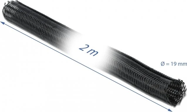 DeLOCK Geflechtschlauch mit Klettverschluss, 19mm, 2m, schwarz