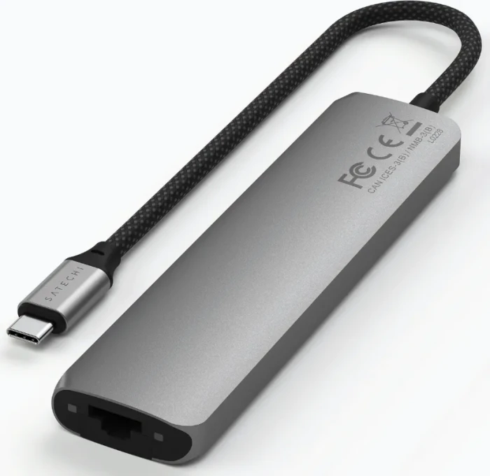 Satechi 7-in-1 Slim Multiport Adapter, Space Grey, USB-C 3.1 [Stecker]