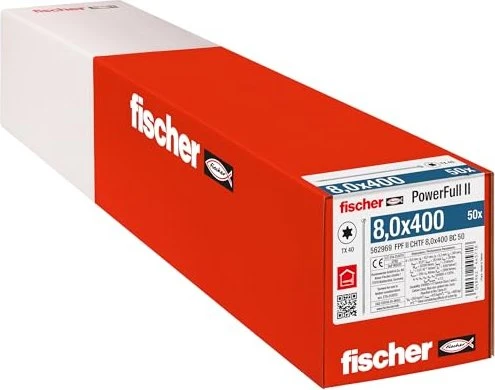 fischer PowerFull FPFII CHTF 8.0x400 BC 50 Vollgewindeschraube, 8x400mm, 50 Stück