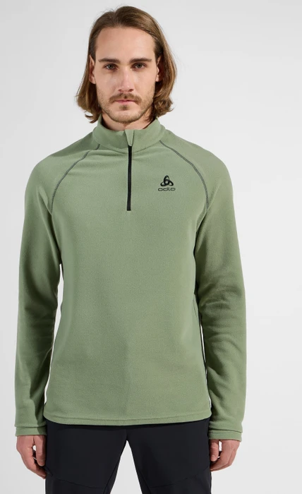 Odlo Rigi Mid Layer Half Zip Laufshirt langarm matte green (Herren)