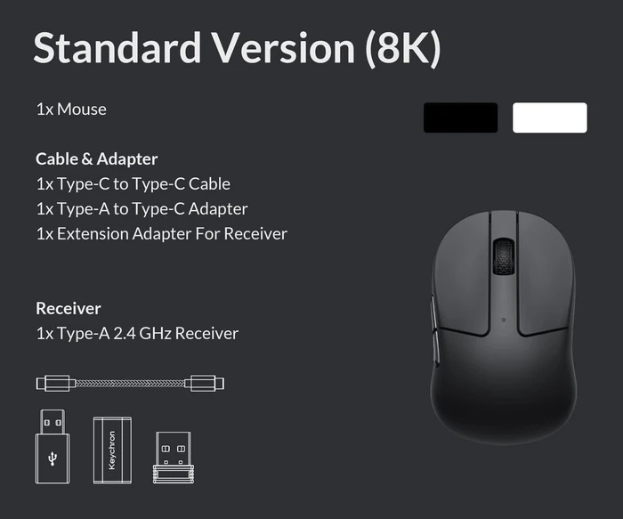 Keychron M4 8K Wireless Mouse schwarz, USB/Bluetooth