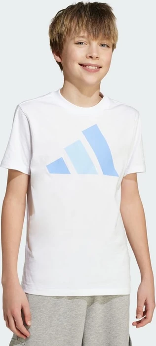 adidas Essentials T-Shirt kurzarm white/blue fusion/glow blue (Junior)