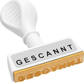 Wedo Textstempel mit Motiv GESCANNT, weiß