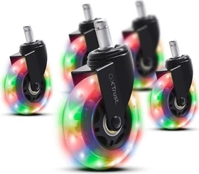 Trust GXT 701 Gel-Stuhlrollen mit LED-Beleuchtung Ersatzrollen, 5 Stück