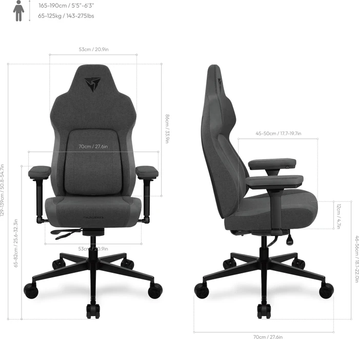 Thunder X3 Core Smart Loft Gamingstuhl, hellgrau