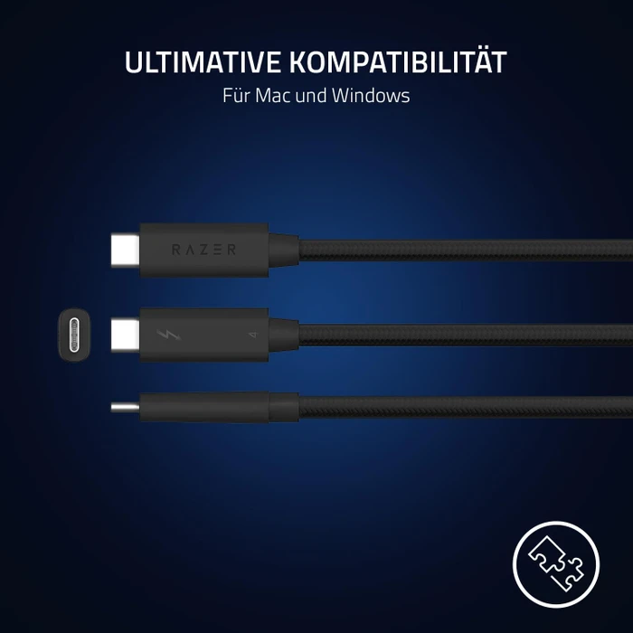 Razer Thunderbolt 4 Kabel, 100W, schwarz, sleeved, 2m (verschiedene Markenbezeichnungen)