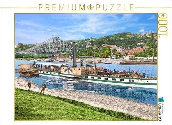 Calvendo Dresden - Raddampfer bei Blasewitz mit Blick auf Roschwitz um 1900