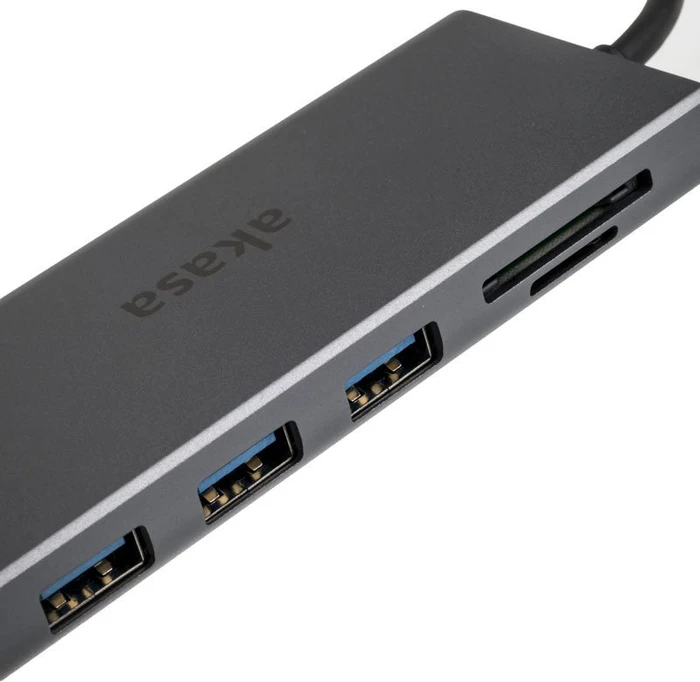 Akasa 9-in-1 Dock, USB-Hub, Dual-Slot-Cardreader, USB-C 3.0 [Stecker]